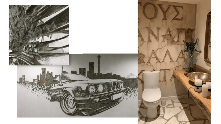 Bespoke plaster relief artwork and sculptural wall treatments by Nomad Gallery